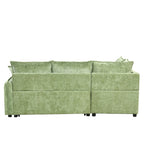 Convertible Sofa Bed Sectional Sofa Sleeper with Storage Ottoman, Green Chenille, 82.67 inches - Grand Goldman Shop