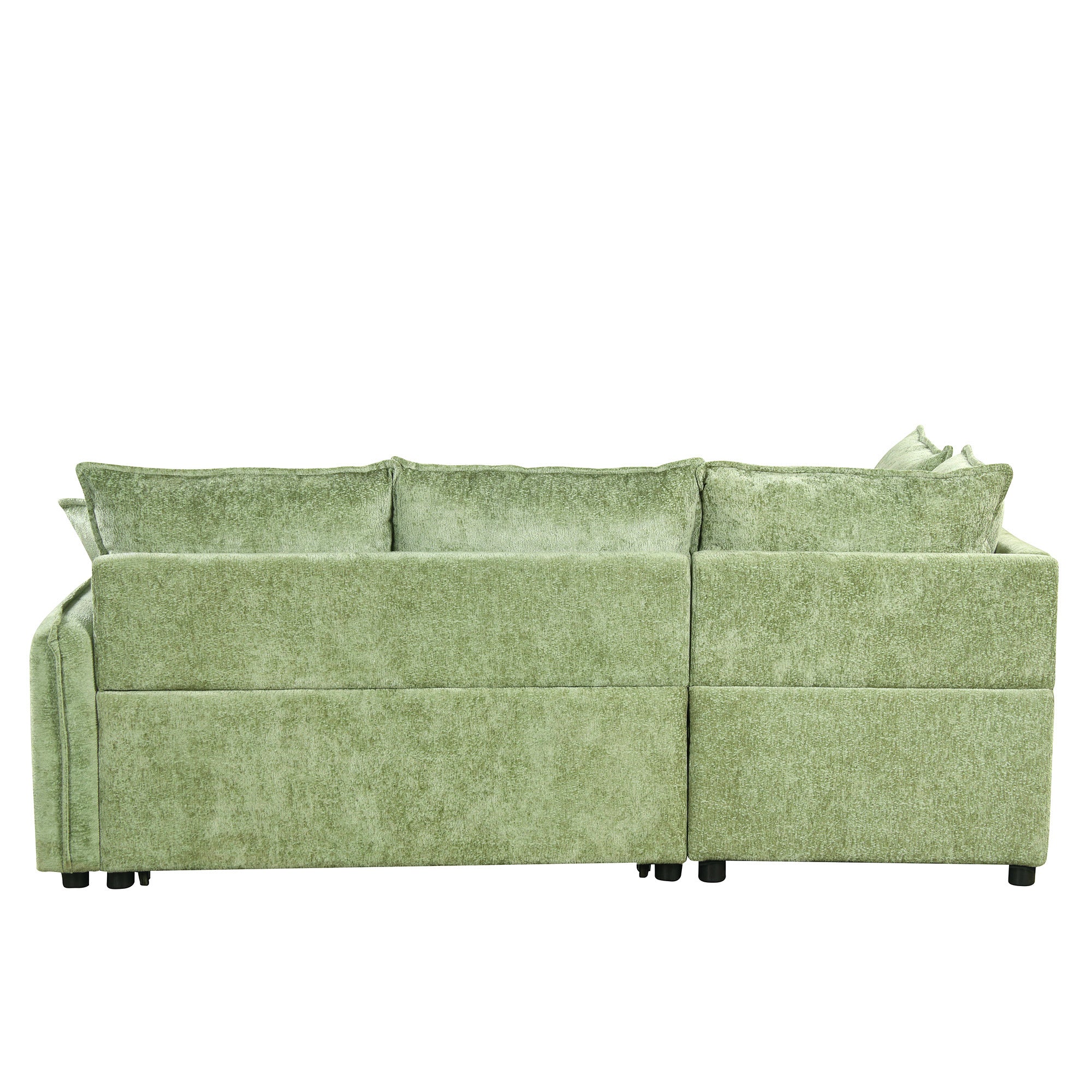 Convertible Sofa Bed Sectional Sofa Sleeper with Storage Ottoman, Green Chenille, 82.67 inches - Grand Goldman Shop