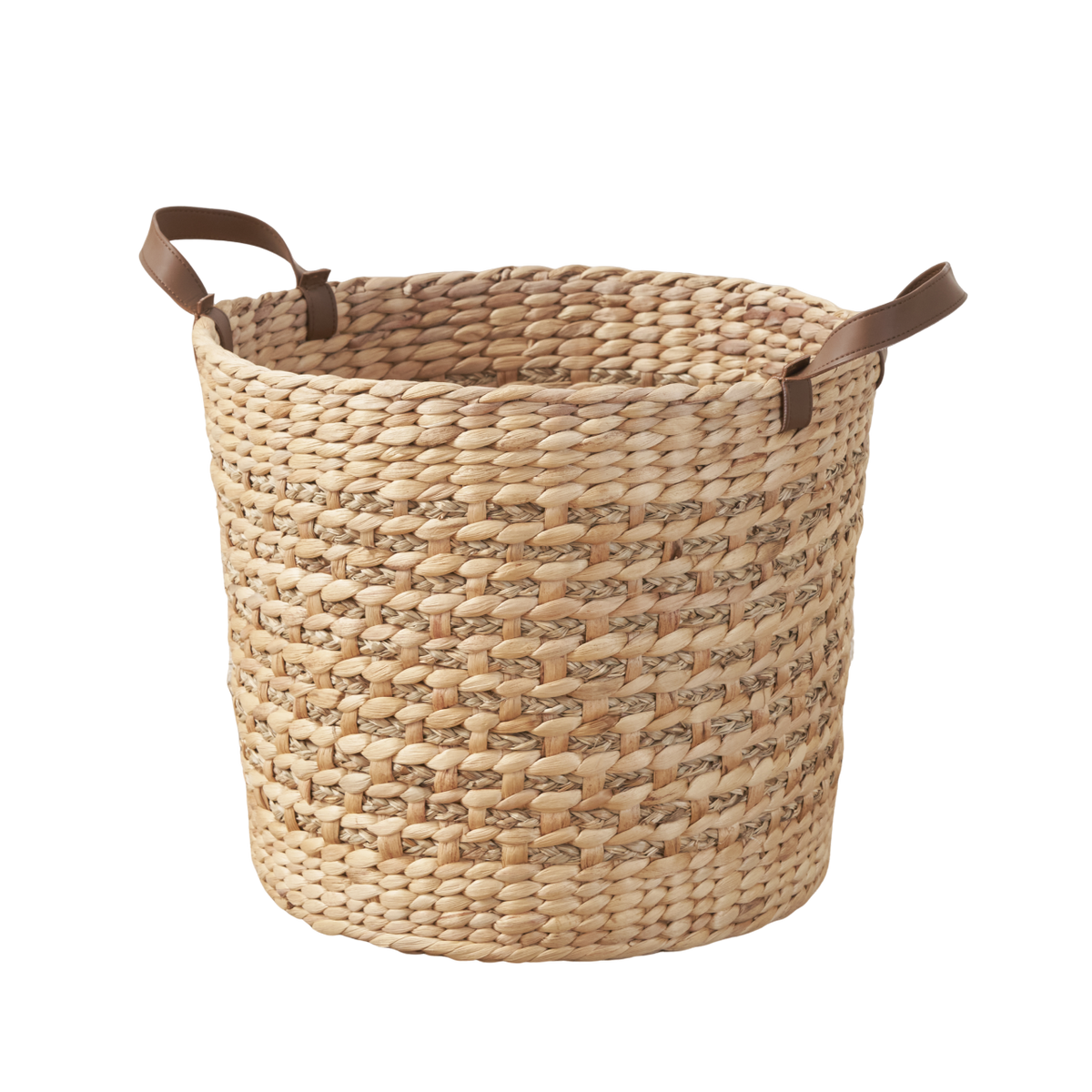 Water Hyacinth Woven Round Multi Use 16' Storage Basket - Natural Brown - Grand Goldman Shop