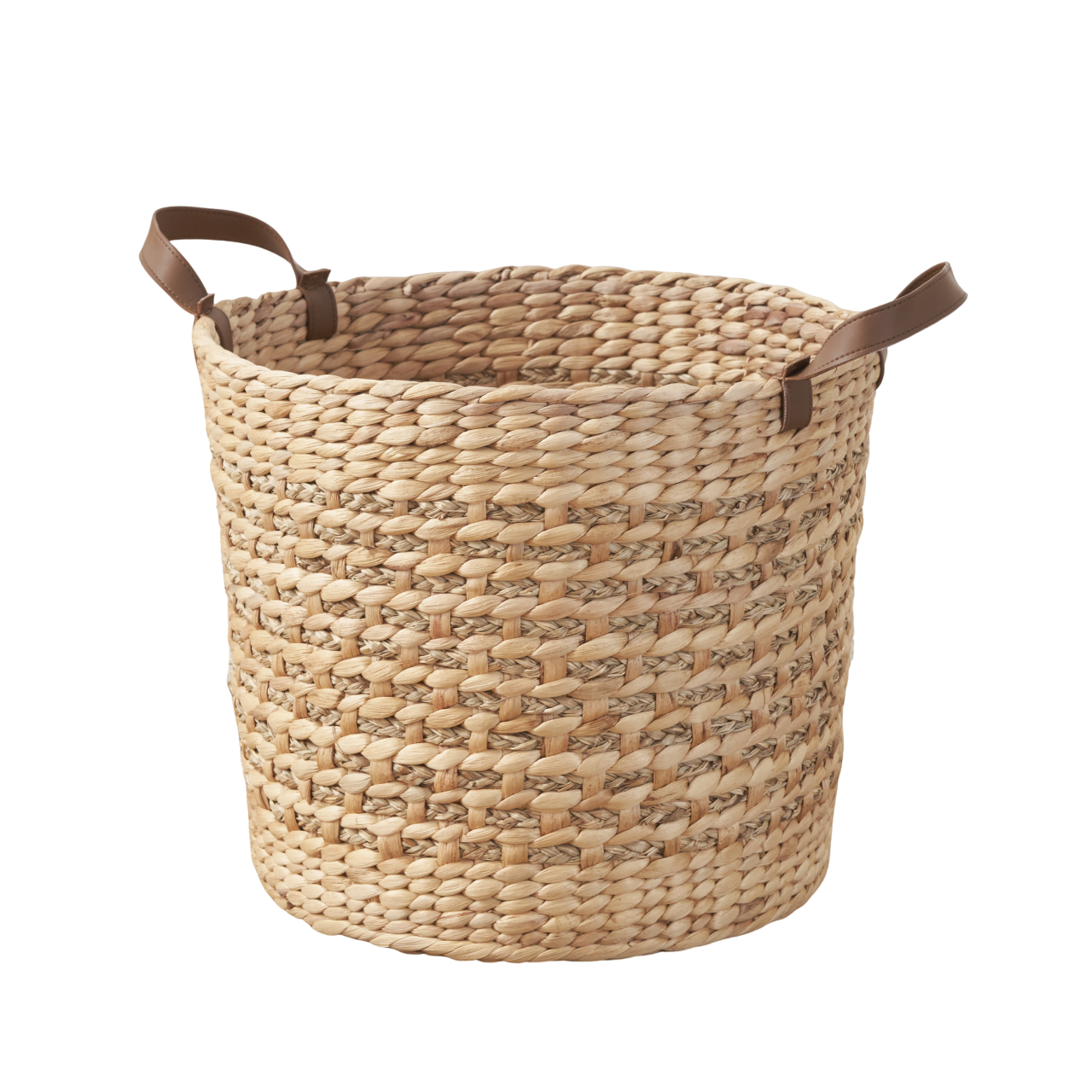 Water Hyacinth Woven Round Multi Use 16' Storage Basket - Natural Brown - Grand Goldman Shop