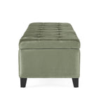 Wendover Elegant Velvet Tufted Storage Bench with Lift-Up Top and Birch Wood Legs - Grand Goldman Shop