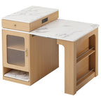K&K 59.5'Kitchen Island with Extendable Dining Table, Kitchen Storage Table with Double-sided Storage, Kitchen Island with 2 Drawers, Power Outlet, Side Open Shelves, for Kitchen, Dining Room, Natural - Grand Goldman Shop