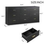 Modern Black 9-Drawer Dresser for Bedroom - Ample Storage Chest of Drawers in Engineered Wood - Grand Goldman Shop