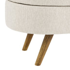 Ottoman Oval Storage Bench,Rubber Wood Legs, Beige(43.5'x16'x16') - Grand Goldman Shop