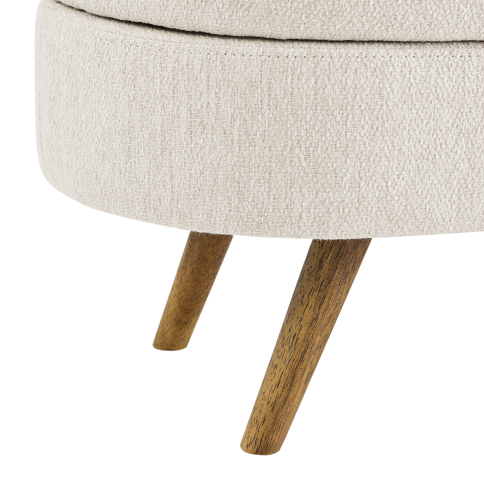 Ottoman Oval Storage Bench,Rubber Wood Legs, Beige(43.5'x16'x16') - Grand Goldman Shop