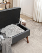 Storage Bench with Storage Bench for Bedroom End of Bed Bench Foot of Bed Bench Entryway Bench Storage Ottoman Bench 43.3' W x 17.7' Dark Grey Leather Bench - Grand Goldman Shop