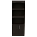 Bookcase, Three Shelves, Double Door Cabinet, Metal Hardware, Black - Grand Goldman