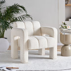 Stylish Boucle Upholstered Accent Chair with Solid Wood Frame and High-Density Foam in Beige - Grand Goldman Shop