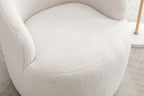 Teddy Fabric Swivel Accent Armchair Barrel Chair With Black Powder Coating Metal Ring,Ivory White - Grand Goldman Shop