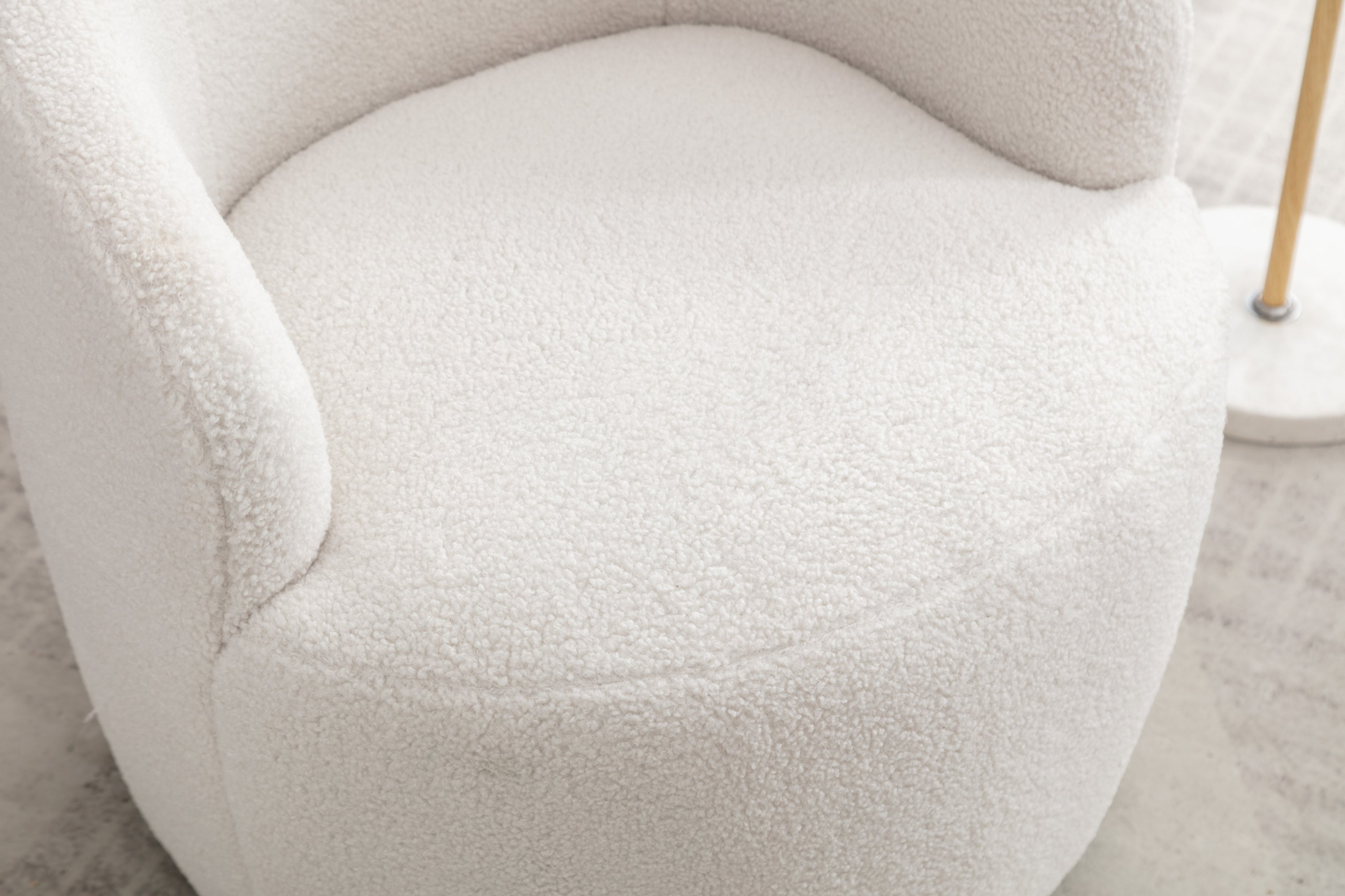Teddy Fabric Swivel Accent Armchair Barrel Chair With Black Powder Coating Metal Ring,Ivory White - Grand Goldman Shop