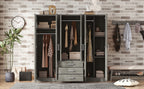 6-Doors Wooden Wardrobe Storage for Bedroom, with Big Drawers, Gray - Grand Goldman Shop