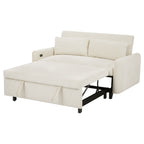 Modern Convertible Pull-out Sofa Bed with USB Ports and Pillows, Beige Corduroy, 57.48 inches - Grand Goldman Shop