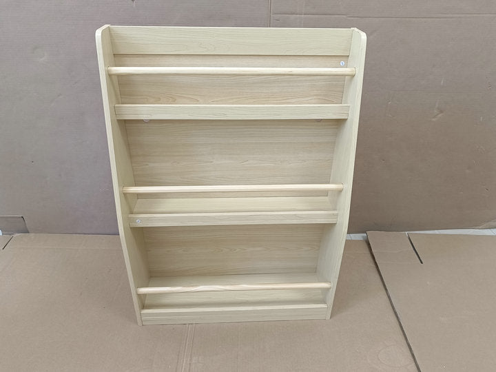 3 Tier Kids Book Shelf, Natural Finish MDF & Pine Wood Storage Rack for Playrooms, Bedrooms, and Classrooms | Premium Home De