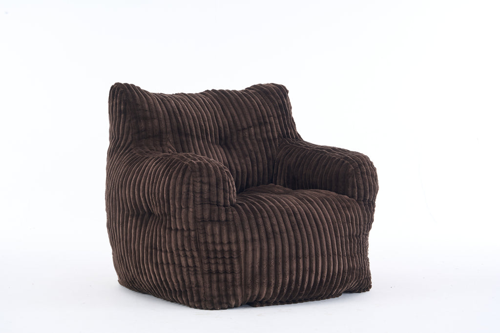 010-Soft Fluffy Corduroy Fabric Bean Bag Chair Filled With Memory Sponge,Brown - Grand Goldman Shop