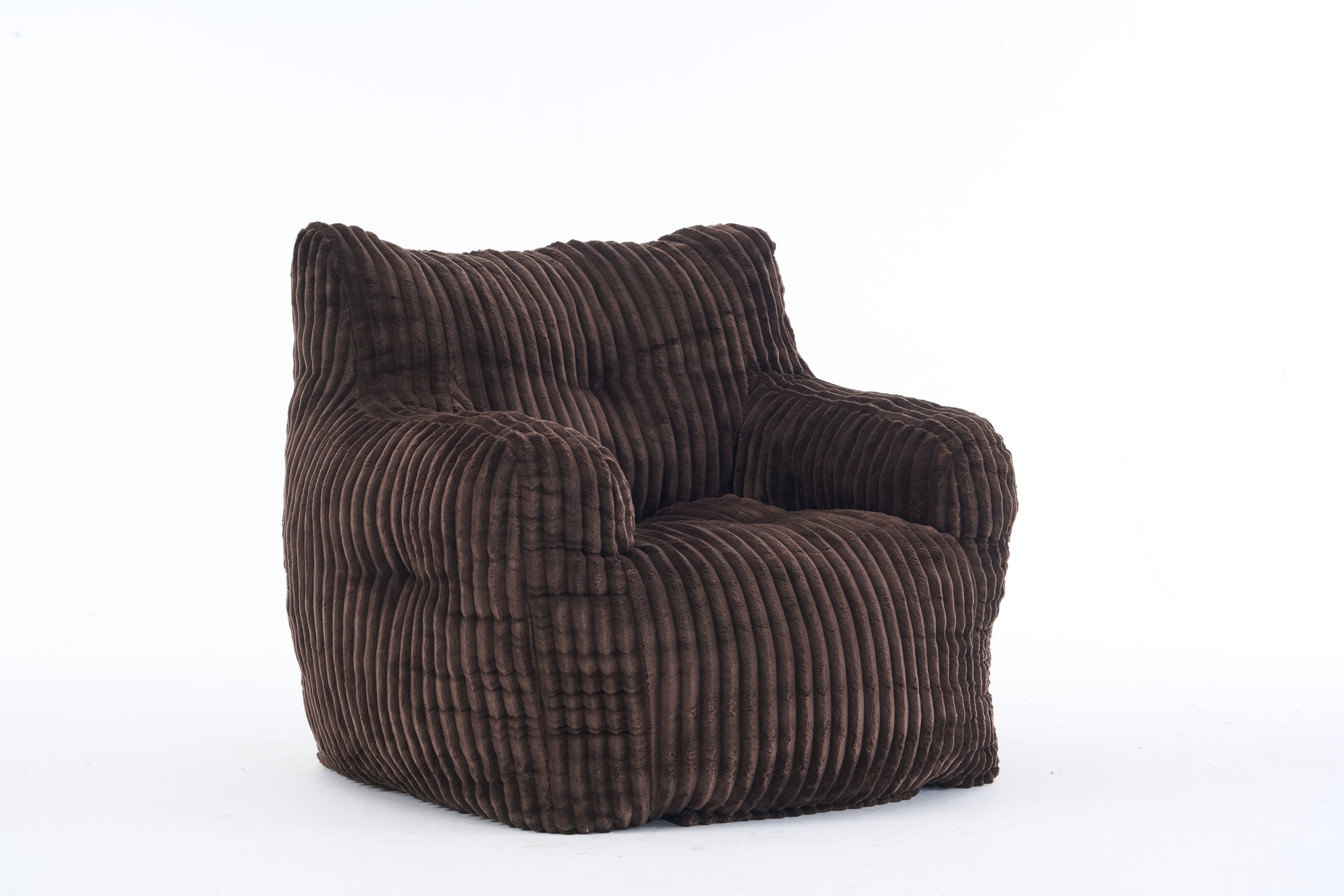 010-Soft Fluffy Corduroy Fabric Bean Bag Chair Filled With Memory Sponge,Brown - Grand Goldman Shop
