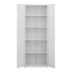 White Metal Adjustable 2-Door Storage Cabinet with Powder-Coated Steel, Tall Kitchen Pantry Cabinet with Adjustable Shelves f