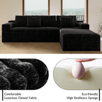 104.3*68.9'Modular sectional sofa seat,Upholstered compressed couch for living room,Bedroom,Apartment,No assembly required,2PC free combination,Plush corduroy fabric,BLACK - Grand Goldman Shop
