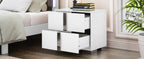 Elegant Nightstand with Metal Foot, Mirrored Bedside Table with 2 Drawers for Bedroom, Living Room, White (Old SKU: WF319353AAK) - Grand Goldman Shop