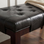 Linon Tufted Bench, Faux Leather, Espresso - Grand Goldman Shop
