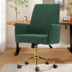 Ergonomic Mid-Back Office Chair with Striped Fabric, Green Corduroy, Adjustable Lumbar Support, Ideal for Work, Study, or Rel