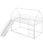 Zulah Twin over Twin House Bunk Bed with Ladder and Slide, White - Grand Goldman Shop