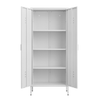 Modern Storage Cabinet with Adjustable Shelves, Magnetic Door Stopper, Aluminum Alloy Handles, and Breathable Design in White