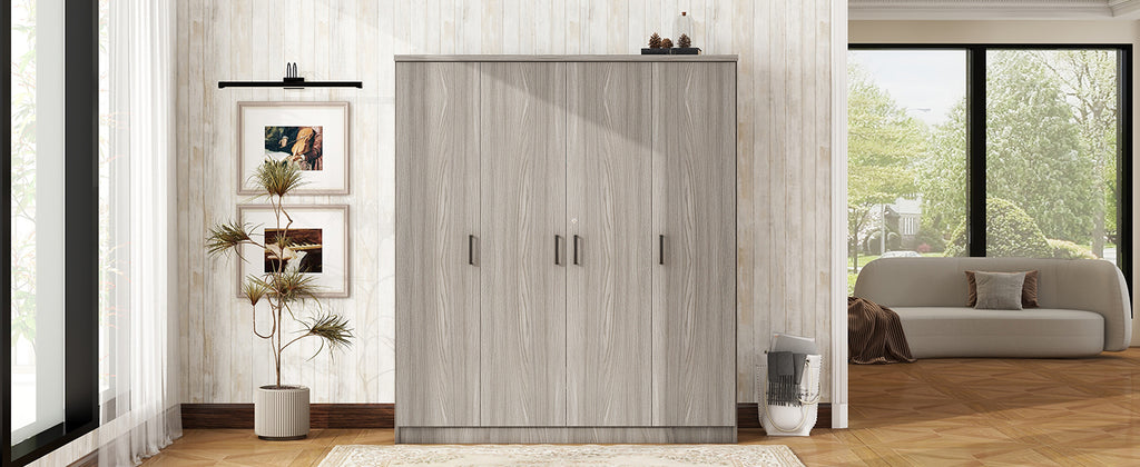 4-Door Wardrobe with 1 Drawer, Gray - Grand Goldman Shop