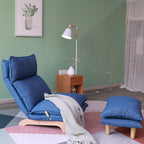 Modern Dark Blue Metal Frame Foldable Reclining Floor Chair – Lazy Leisure Sofa for Balcony or Bedroom - Grand Goldman Shop