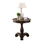 Rene Round Wood Pedestal Side Table, Espresso - Grand Goldman Shop