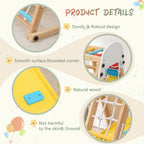 9-in-1 Foldable Kids Climbing Frame & Slide, Wooden Toddler Playground with Swing, Monkey Bars, Climbing Rock, Abacus Game – 