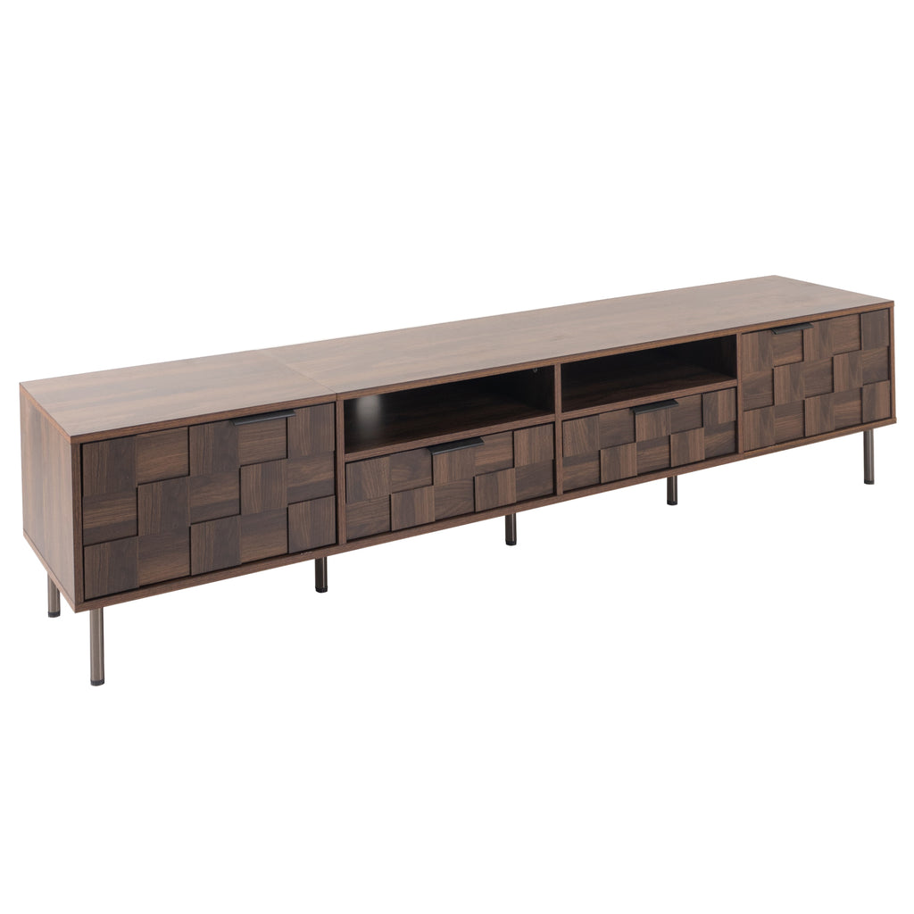 Mid Century TV Stand with 2 Drawers in Dark Brown, Media Console Table for TVs up to 85'', Made of Particle Board and MDF, 78.7'' x 15.7'' x 17.7'' - Grand Goldman Shop