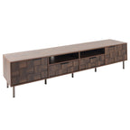 Mid Century TV Stand with 2 Drawers in Dark Brown, Media Console Table for TVs up to 85'', Made of Particle Board and MDF, 78.7'' x 15.7'' x 17.7'' - Grand Goldman Shop