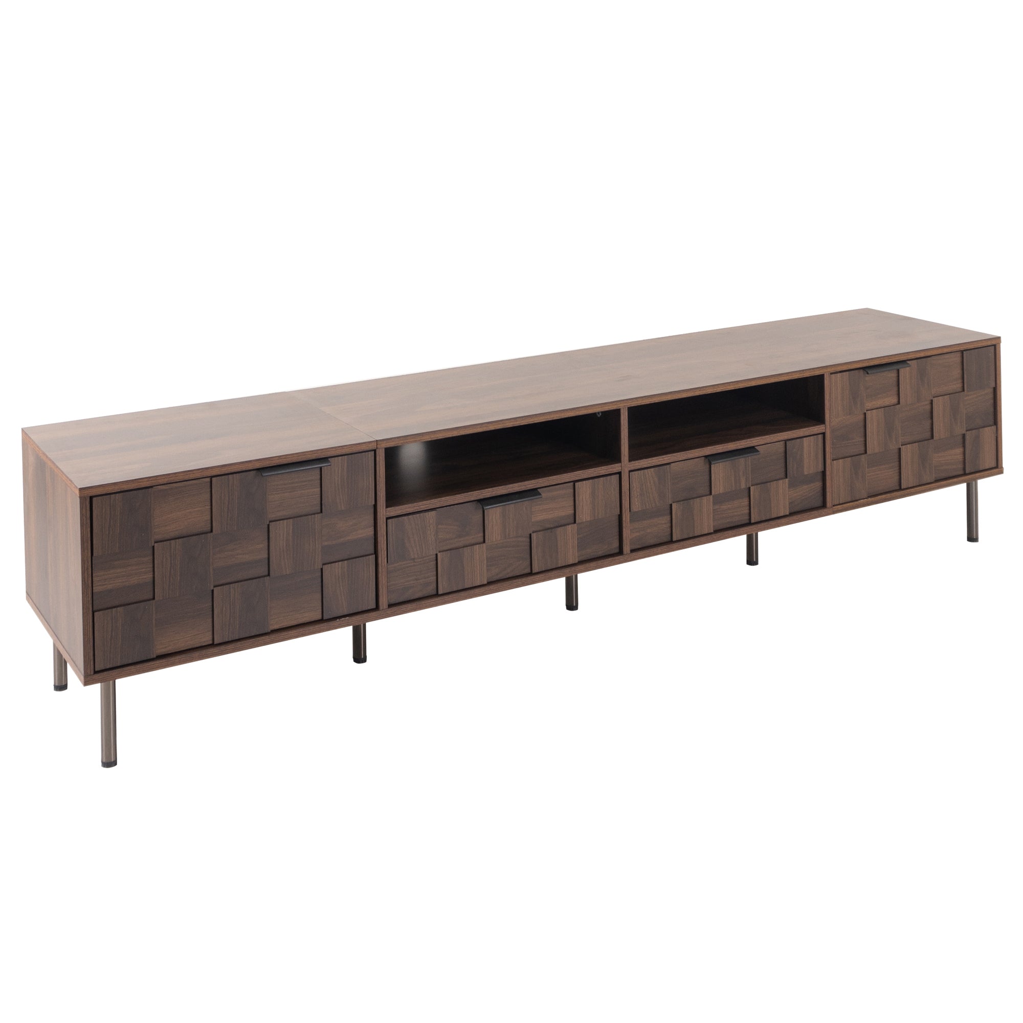 Mid Century TV Stand with 2 Drawers in Dark Brown, Media Console Table for TVs up to 85'', Made of Particle Board and MDF, 78.7'' x 15.7'' x 17.7'' - Grand Goldman Shop