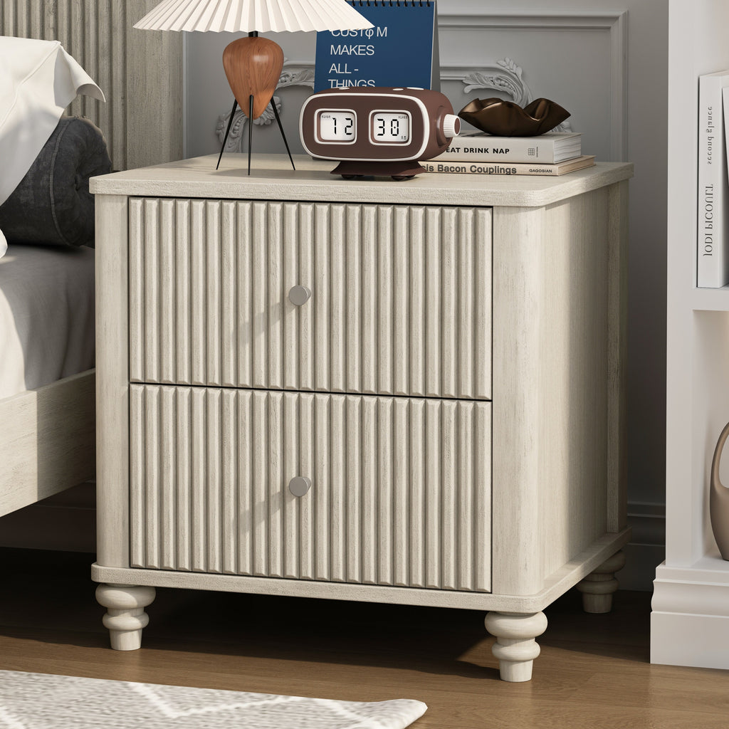 3-Piece Bedroom Set with Queen Size Bed and 2 Nightstands, Beige - Grand Goldman Shop