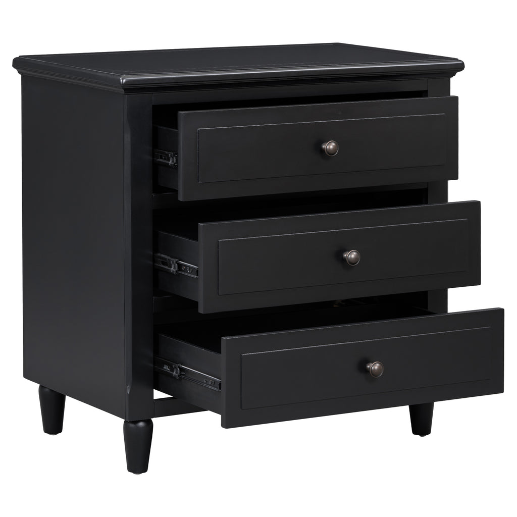 U_STYLE 28''painted Nightstand with 3 Drawers and Smooth Gliding Rails ,Simple Bedside Cabinet with Metal handle, Minimalist Sofa Side Table with rubber legs for Bedroom Sofa Couch Office - Grand Goldman Shop