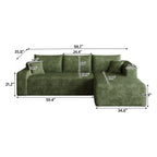 95' Cloud Sectional Sofa,Modern Minimalist Upholstered Couches, Comfort U Shaped Sofa for Living Room,Deep Seat Corner Couch,No Assembly Required,Green( (Plush Corduroy Fabric) - Grand Goldman Shop
