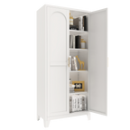 71'' 2 Shapely Doors Cabinet, Metal Storage Cabinet with Doors and Adjustable Shelves, for Bedroom, Living Room, Kitchen (White) - Grand Goldman Shop