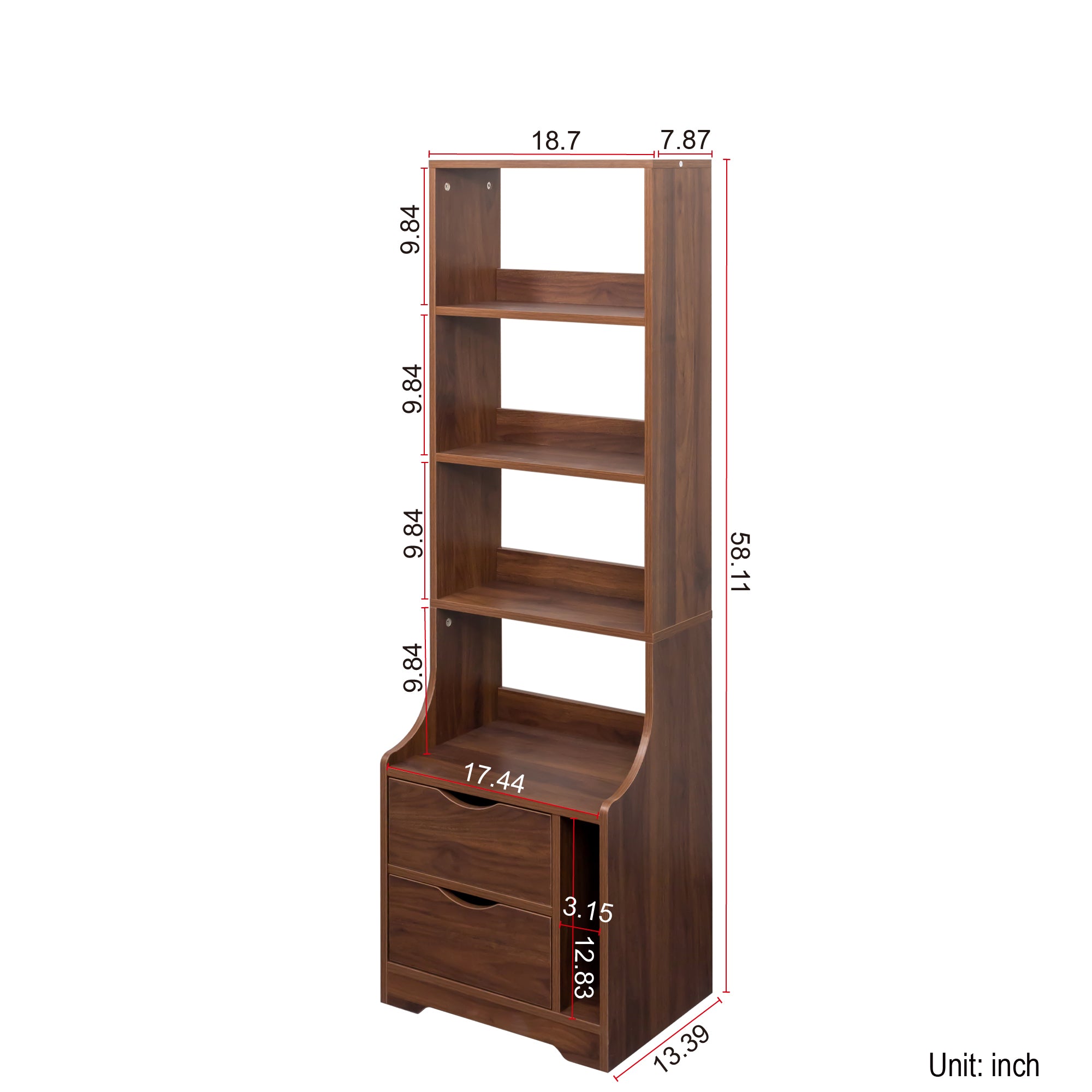 Night Stand with Bookshelf, Night Stand with 2 Storage Drawers for Bedroom - Grand Goldman Shop