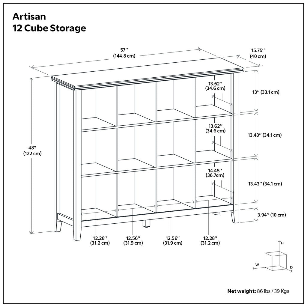 Artisan Transitional 12 Cube Storage in Russet Brown with Solid Wood Construction and Glazed Finish | Premium Home Decor - Gr