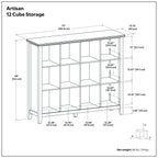 Artisan Transitional 12 Cube Storage in Russet Brown with Solid Wood Construction and Glazed Finish | Premium Home Decor - Gr