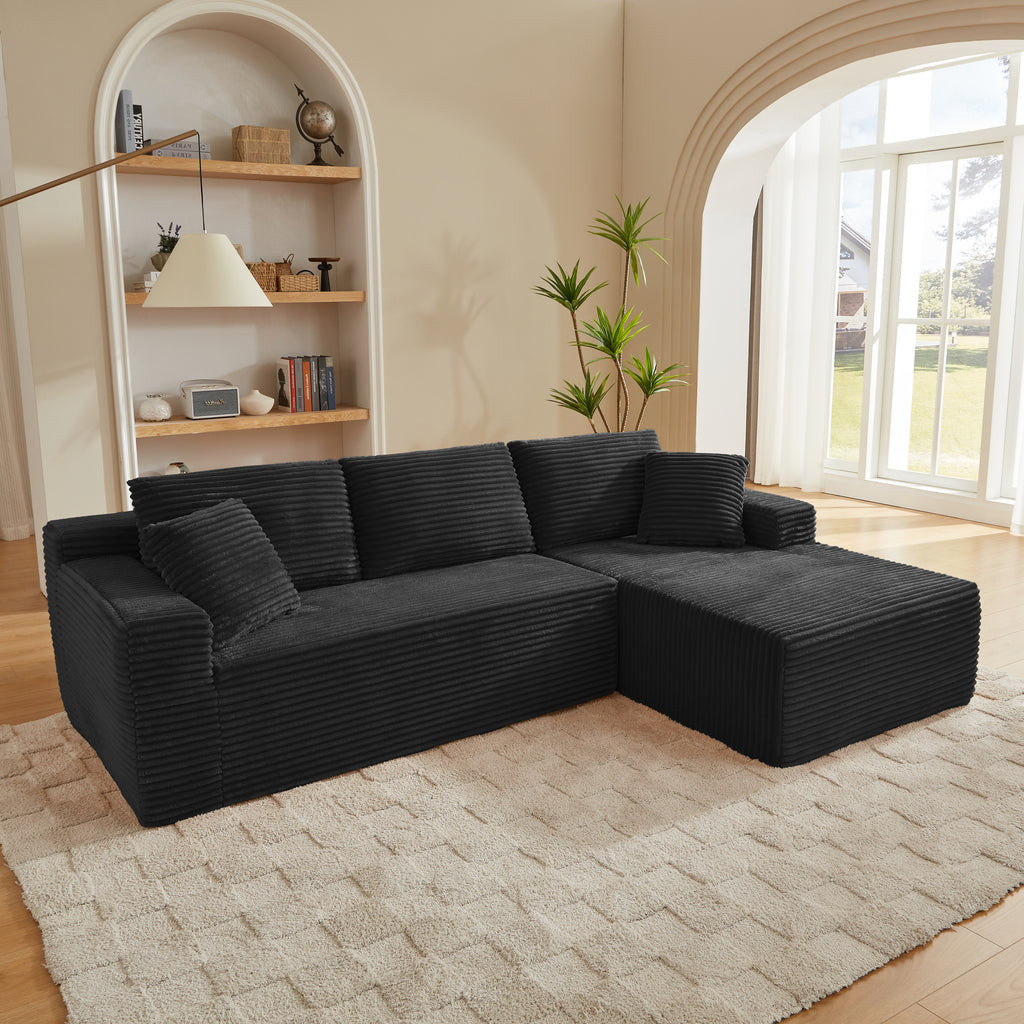 L-Shaped Cloud Sectional Sofa with Deep Seat,No Assembly Required,Modular Couches Sleeper for Living Room,Bedroom,Apartment,Black - Grand Goldman Shop