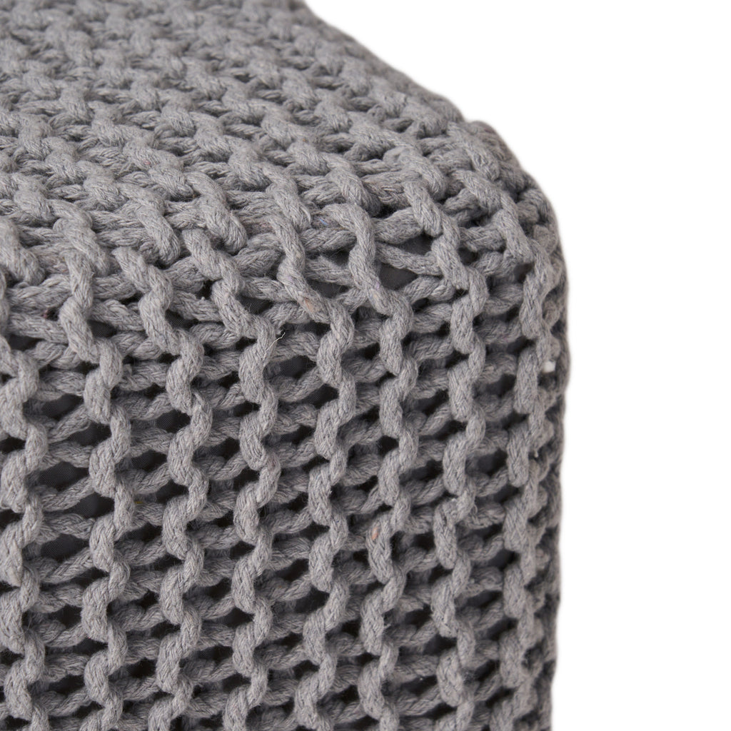 Chabani Indoor Modern Knitted Fabric Cube Pouf Ottoman - Grand Goldman Shop