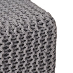 Chabani Indoor Modern Knitted Fabric Cube Pouf Ottoman - Grand Goldman Shop