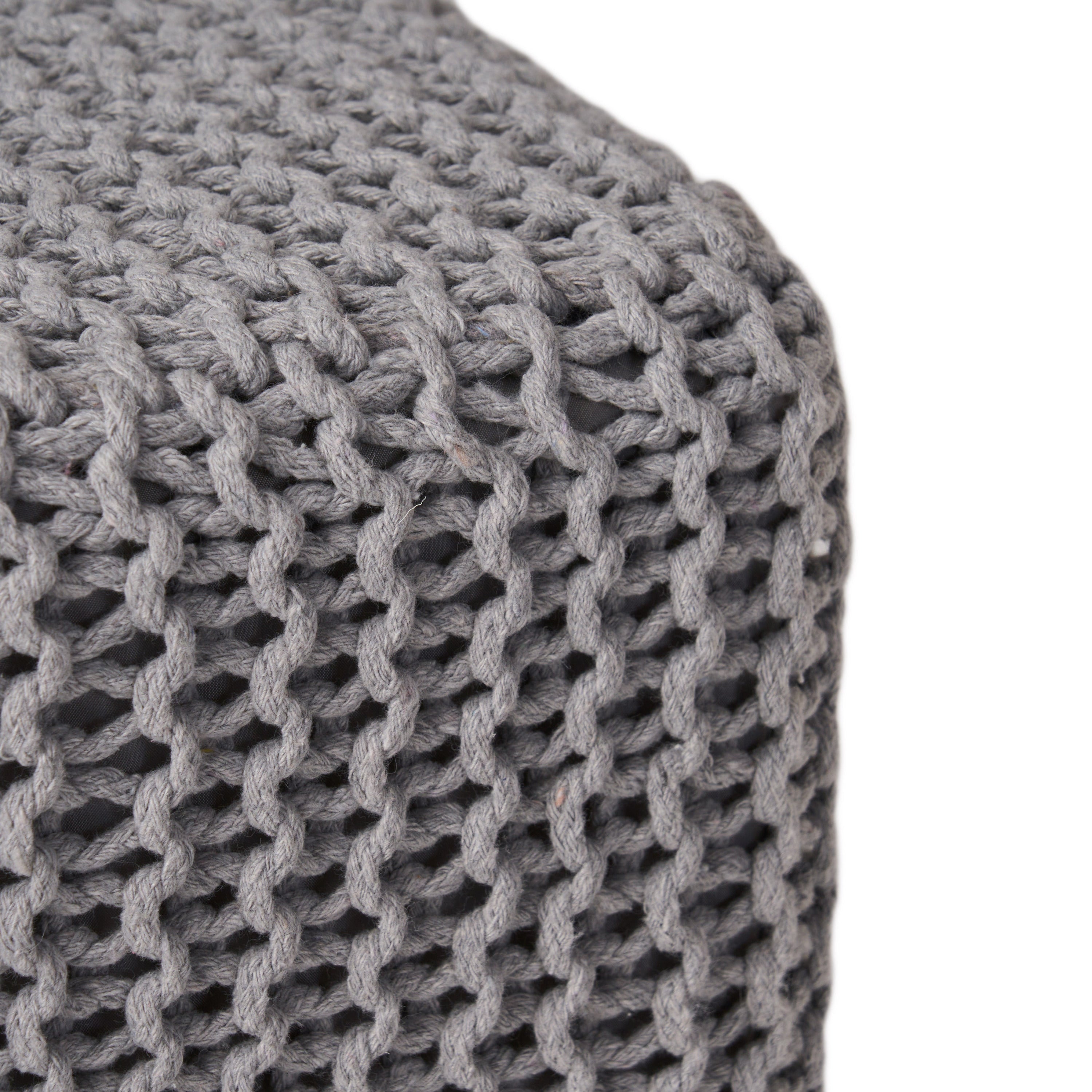 Chabani Indoor Modern Knitted Fabric Cube Pouf Ottoman - Grand Goldman Shop