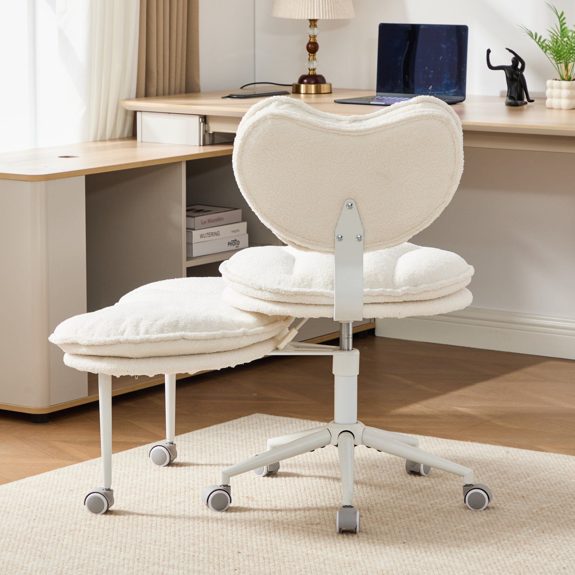 Meditation Chair Plus, Teddy Fleece Double-Layer Padding Cross Legged Rolling Chair for ADHD, Criss Cross Desk Chair with Lum