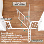 White Pressure-Mounted Baby Gate for Stairs, 29.5-44.1' Wide, Steel and ABS Construction, Easy Walk-Through Design for Kids a