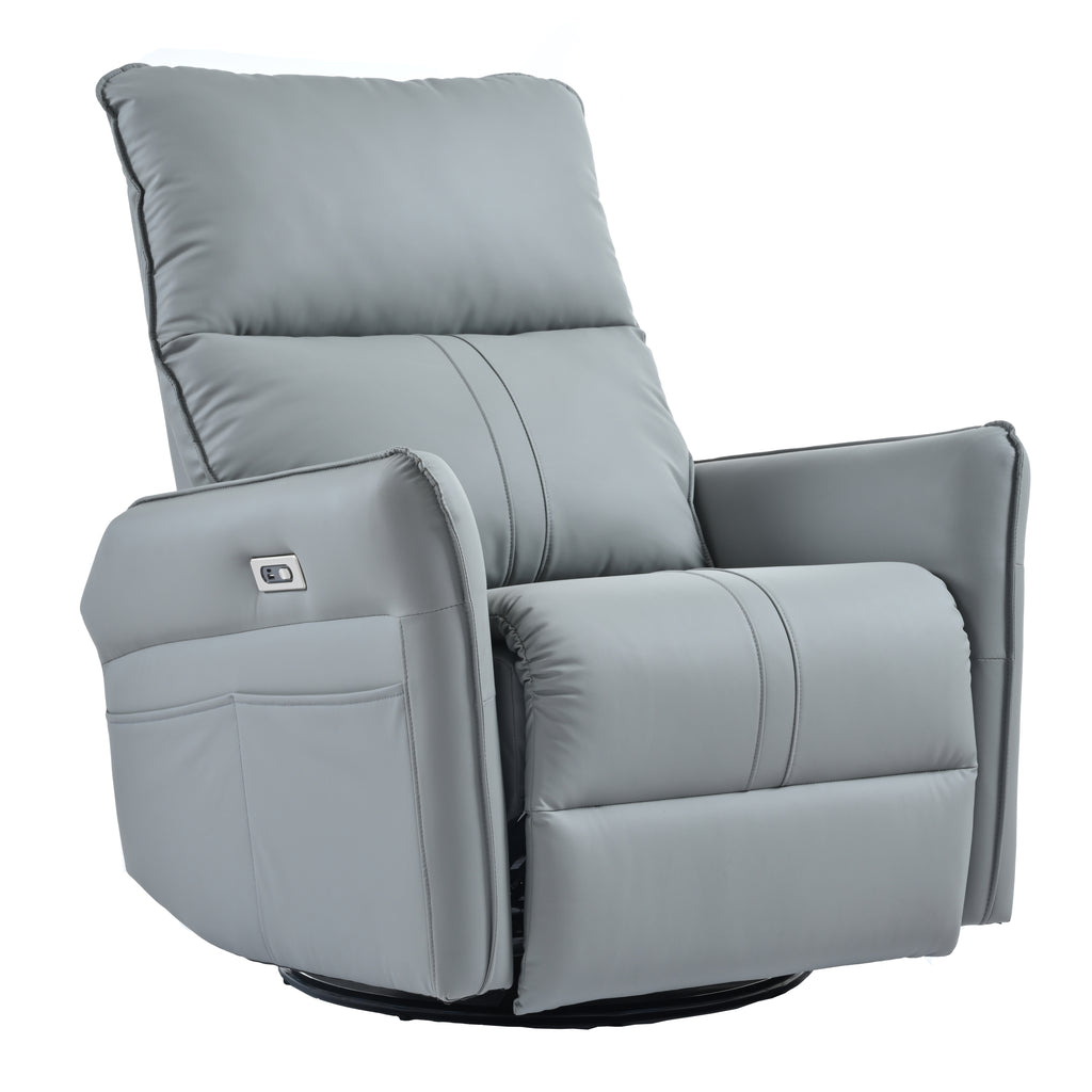 Power Swivel Rocker Recliner Chair for Adults, 270° Swivel Rocking Recliner Chair,Electric Small Recliners for Small Spaces, Single Sofa Recliner for Living Room, Bedroom,RV (Blue-gray+270° Swivel) - Grand Goldman Shop