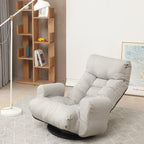 Modern Gray with Metal Frame Swivel Game Lounge Chair with Adjustable Headrest and Waist Support – 360-Degree Rotatable Leisure Chair for Living Room - Grand Goldman Shop