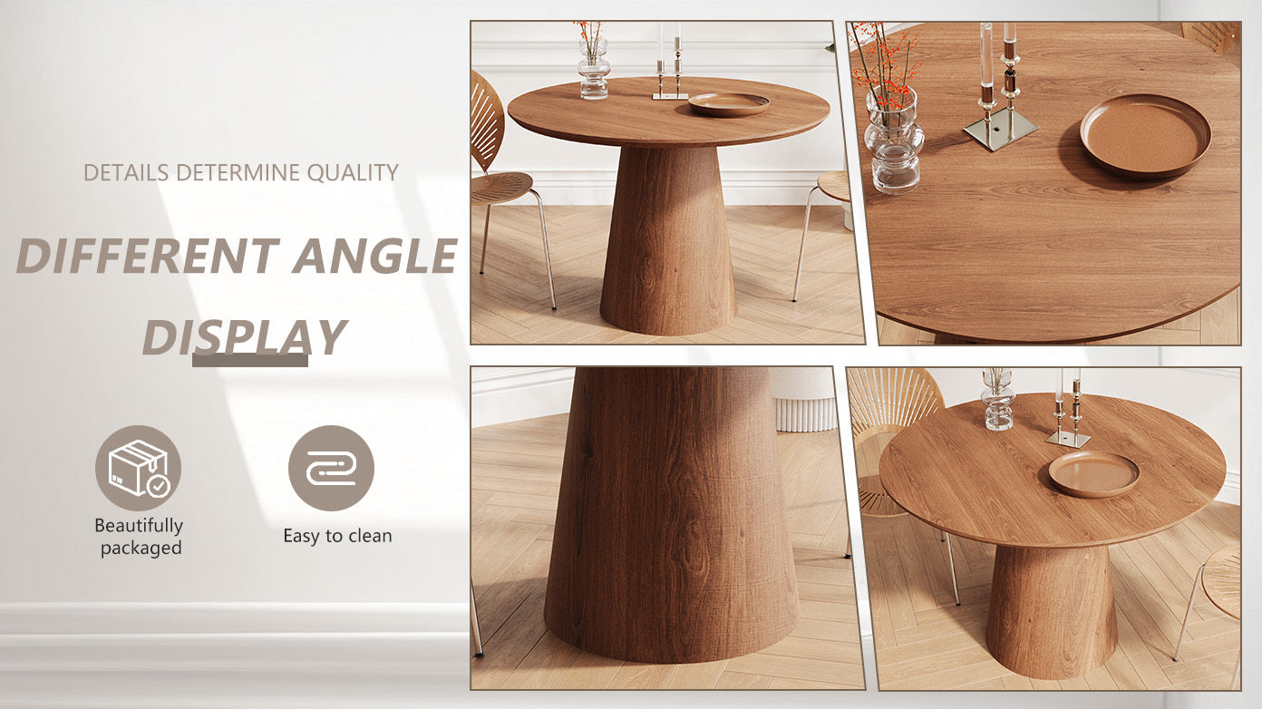 43 inch circular dining table, modern minimalist round table, MDF grain dining table, one handle and two packs - Grand Goldman Shop