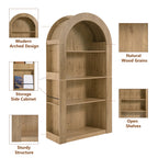 78.74' Tall Arched Bookcase,  Mid Century Modern 4-Tier Arched Storage Bookcase with Open Display Storage Shelf for Dining Room, Living Room,Bedroom (Natural) - Grand Goldman Shop